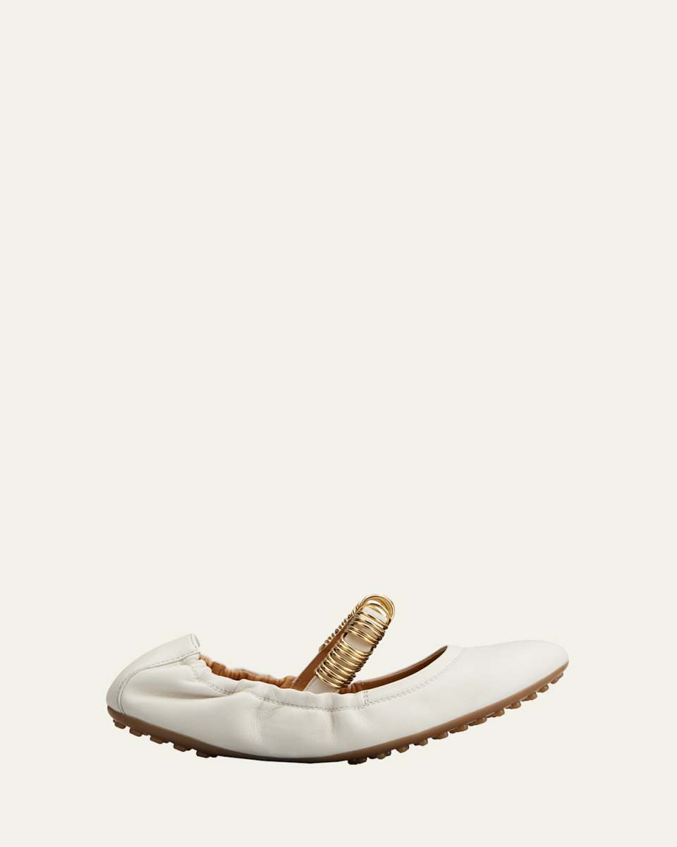 Cosmo Rings Leather Ballerina Flats